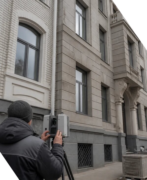 Лазерное сканирование фасадов зданий для обследования в Шарыпове